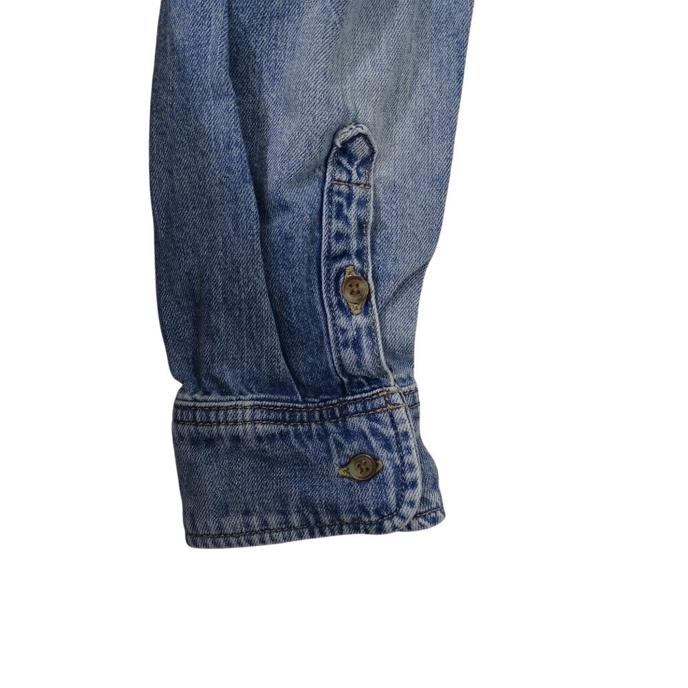 Universal Thread Oversized Denim Shirt Women Size M Long Sleeve Flap Pocket - Picture 4 of 11